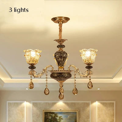 French Luxury Crystals Chandelier Living Room Bedroom Lamps Atmosphere Minimalist Ceramic Bedroom Crystal Lamp Villa Light Stair