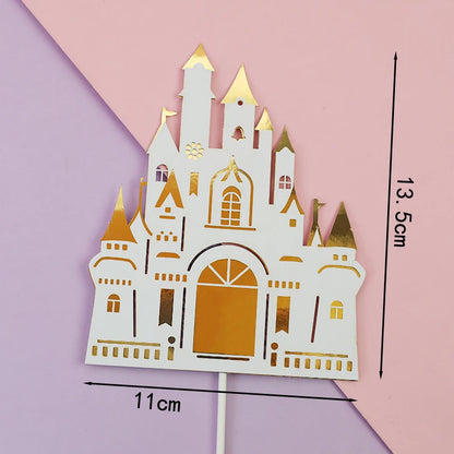 Princess Prince Castle Happy Birthday Decoration Home Dinner Baking Cupcake Cake Topper Cake Flags Event Pary Supplies Love Gift