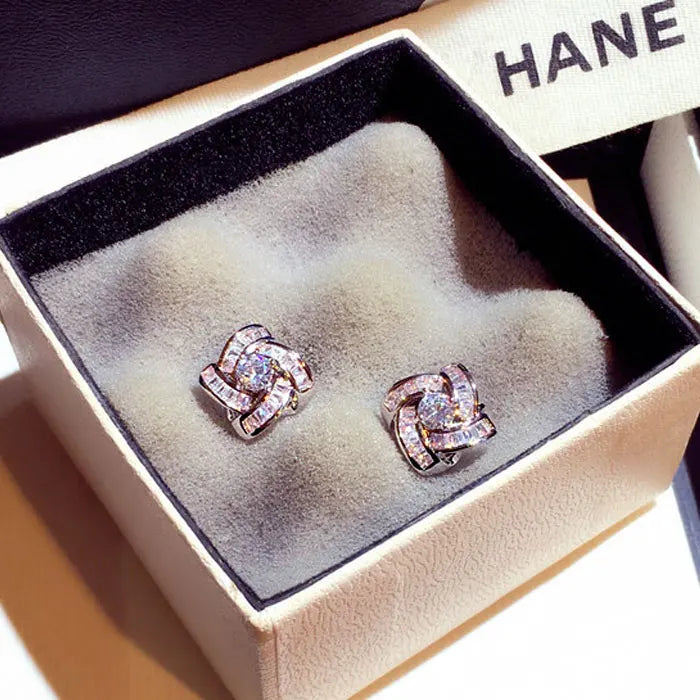 Top Quality Bling AAA Zircon Earrings Exquisite Cycle Round Buckle Earring Temperament Wedding Charm Luxury Romantic Jewelry