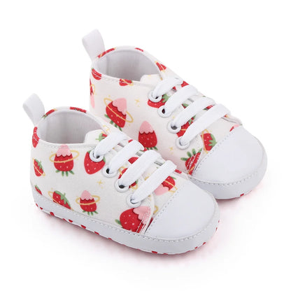 1 Pairs Lytwtw's Spring Autumn Cute Cartoon Strawberry Ice Cream Mustache Sports Baby Toddler Shoes Soft Sole Baby First Walkers