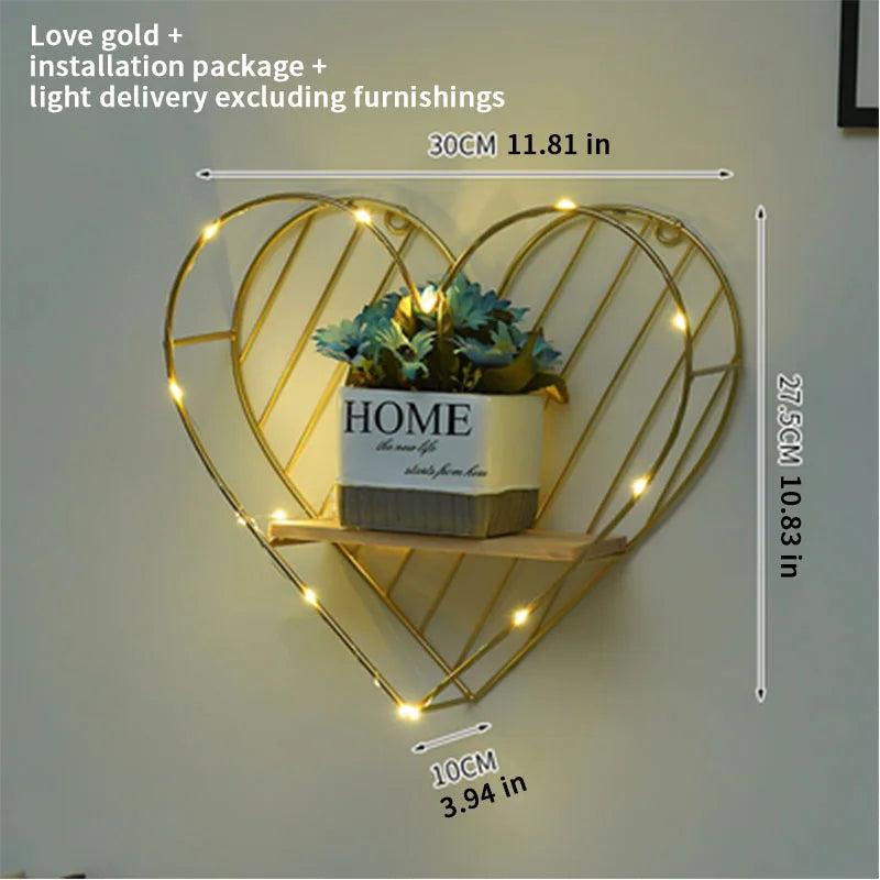 Nordic Creative Non Perforated Decorative Pendant Wall Decoration Living Room Milk Tea Shop Hydroponic Wall Hanging Wall Shelf