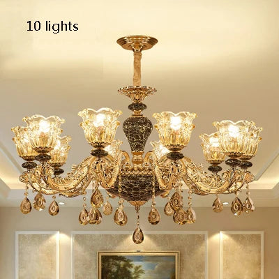 French Luxury Crystals Chandelier Living Room Bedroom Lamps Atmosphere Minimalist Ceramic Bedroom Crystal Lamp Villa Light Stair
