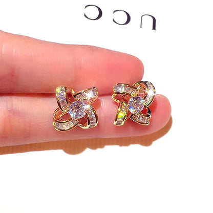 Top Quality Bling AAA Zircon Earrings Exquisite Cycle Round Buckle Earring Temperament Wedding Charm Luxury Romantic Jewelry