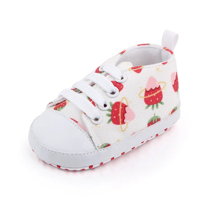 1 Pairs Lytwtw's Spring Autumn Cute Cartoon Strawberry Ice Cream Mustache Sports Baby Toddler Shoes Soft Sole Baby First Walkers