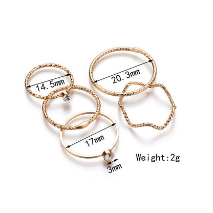 South Korea's New Wave Five-piece Suit Personality Fashion Simple Inlaid Zircon Fine Index Finger Joint Ring Tail Female Jewelry