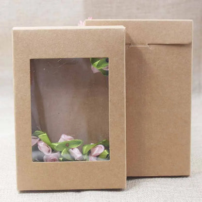 Deluxe multi color paper gift package& display box with clear pvc window wedding candy favors arts&krafts package box 10pcs