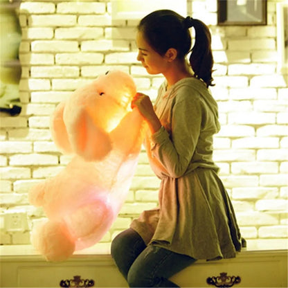 Kawaii Creative Night Light LED Lovely Dog Stuffed Toy and Plush Toys Doll Best Birthday Christmas Gift for Kids Children Friend