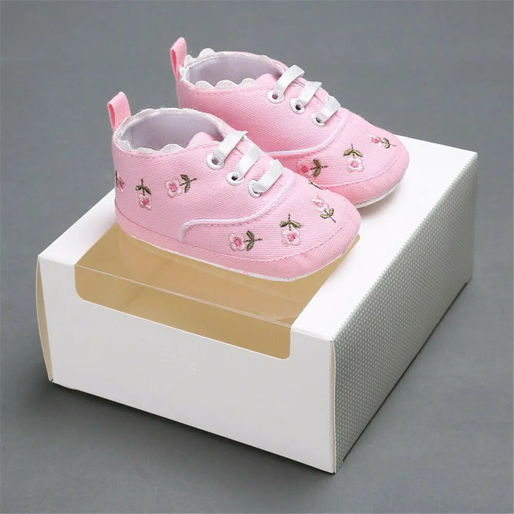 2019 Baby Shoes Baby Infant Kid Girl Embroidery Flower Soft Sole Crib Toddler Summer Princess First Walkers Causal Shoes 0-18M