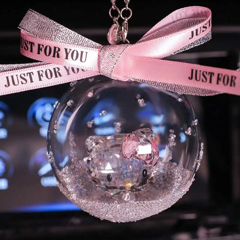 Crystal Cat Ball Figurine Glass Animal Ornament Car Auto Fashion Pendant Home Wedding Garden Decor Christmas Gift