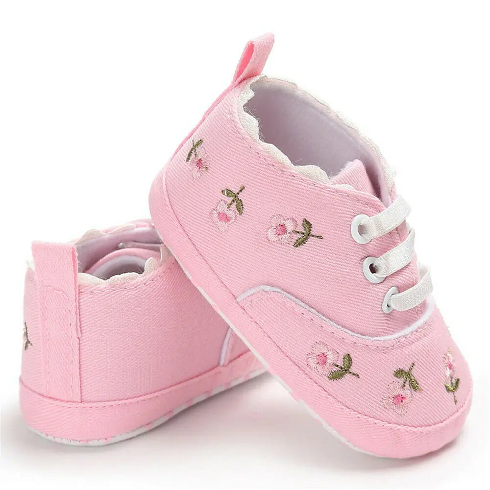 2019 Baby Shoes Baby Infant Kid Girl Embroidery Flower Soft Sole Crib Toddler Summer Princess First Walkers Causal Shoes 0-18M