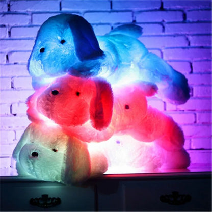 Kawaii Creative Night Light LED Lovely Dog Stuffed Toy and Plush Toys Doll Best Birthday Christmas Gift for Kids Children Friend