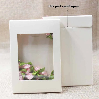 Deluxe multi color paper gift package& display box with clear pvc window wedding candy favors arts&krafts package box 10pcs