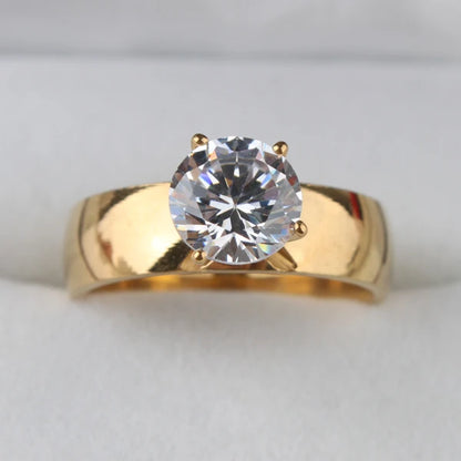 6mm Light Zircon CZ  gold color Stainless Steel finger rings men women  jewelry  wholesale lots