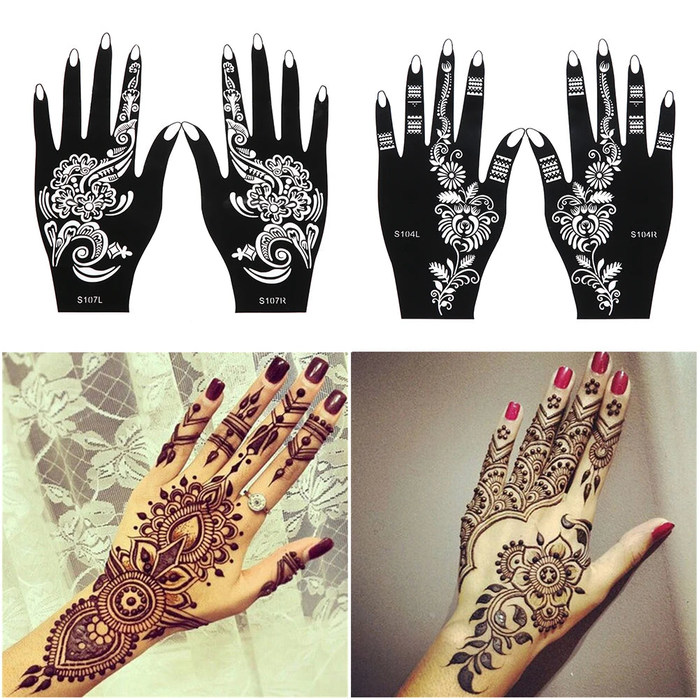 2025 New Professional Henna Stencil Temporary Hand Tattoo Body Art Sticker Template Wedding Tool Flower Tattoo Stencil