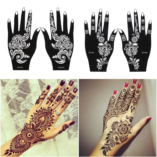 2025 New Professional Henna Stencil Temporary Hand Tattoo Body Art Sticker Template Wedding Tool Flower Tattoo Stencil