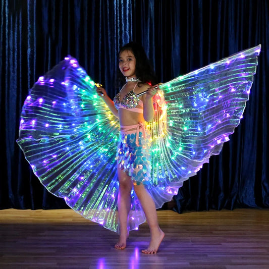 Ruoru Child Dancer LED Performance Fluorescent Butterfly Wings kids led Belly Dance isis wings Bellydance Carnival Led Costumes