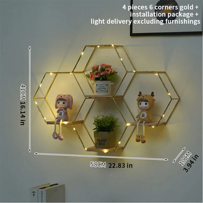 Nordic Creative Non Perforated Decorative Pendant Wall Decoration Living Room Milk Tea Shop Hydroponic Wall Hanging Wall Shelf