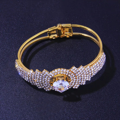 Stonefans INS Fashion Bling Crystal Heart Bangle Bracelet Jewelry Bridal Rhinestone Open Cuff Bracelet Luxury Wedding Jewelry