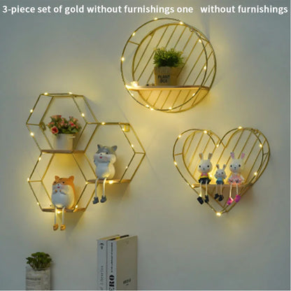 Nordic Creative Non Perforated Decorative Pendant Wall Decoration Living Room Milk Tea Shop Hydroponic Wall Hanging Wall Shelf