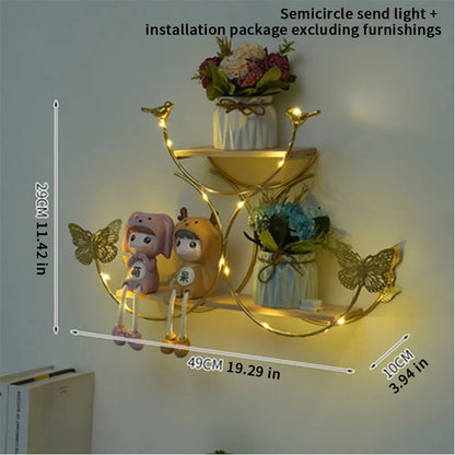 Nordic Creative Non Perforated Decorative Pendant Wall Decoration Living Room Milk Tea Shop Hydroponic Wall Hanging Wall Shelf