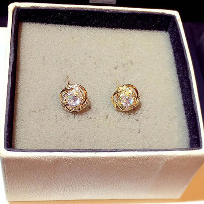 Top Quality Bling AAA Zircon Earrings Exquisite Cycle Round Buckle Earring Temperament Wedding Charm Luxury Romantic Jewelry