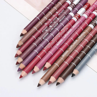 1PC Professional Wood Lip liner Pen Waterproof Lipstick Pencil Contour Matte Lady Charming Women's Makeup Long Lasting Cosmetic