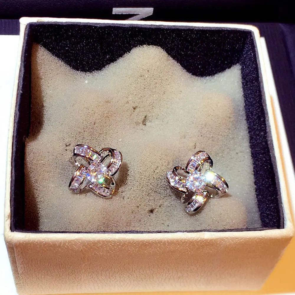 Top Quality Bling AAA Zircon Earrings Exquisite Cycle Round Buckle Earring Temperament Wedding Charm Luxury Romantic Jewelry