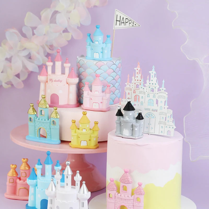 Princess Prince Castle Happy Birthday Decoration Home Dinner Baking Cupcake Cake Topper Cake Flags Event Pary Supplies Love Gift