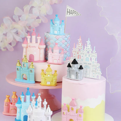 Princess Prince Castle Happy Birthday Decoration Home Dinner Baking Cupcake Cake Topper Cake Flags Event Pary Supplies Love Gift