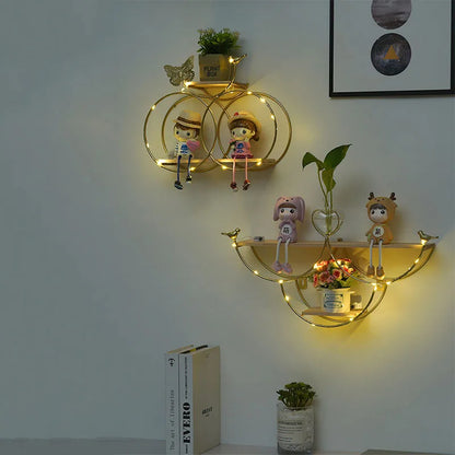 Nordic Creative Non Perforated Decorative Pendant Wall Decoration Living Room Milk Tea Shop Hydroponic Wall Hanging Wall Shelf