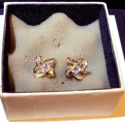 Top Quality Bling AAA Zircon Earrings Exquisite Cycle Round Buckle Earring Temperament Wedding Charm Luxury Romantic Jewelry