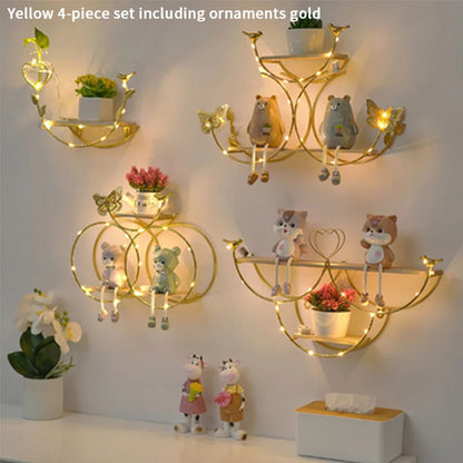 Nordic Creative Non Perforated Decorative Pendant Wall Decoration Living Room Milk Tea Shop Hydroponic Wall Hanging Wall Shelf