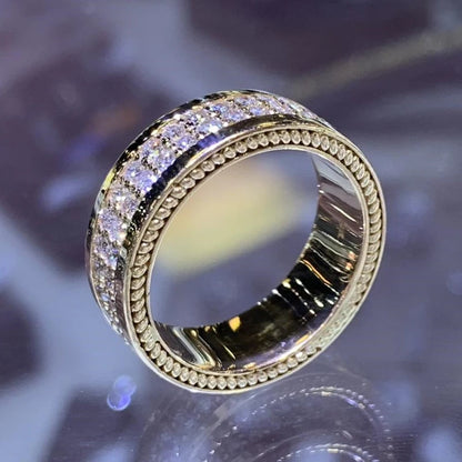 Huitan Gorgeous Gold Color Women Finger Rings Newly Wedding Engagement Trends Eternity Rings Cubic Zirconia Fashion Jewelry 2021