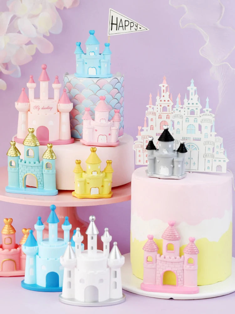 Princess Prince Castle Happy Birthday Decoration Home Dinner Baking Cupcake Cake Topper Cake Flags Event Pary Supplies Love Gift