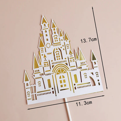 Princess Prince Castle Happy Birthday Decoration Home Dinner Baking Cupcake Cake Topper Cake Flags Event Pary Supplies Love Gift