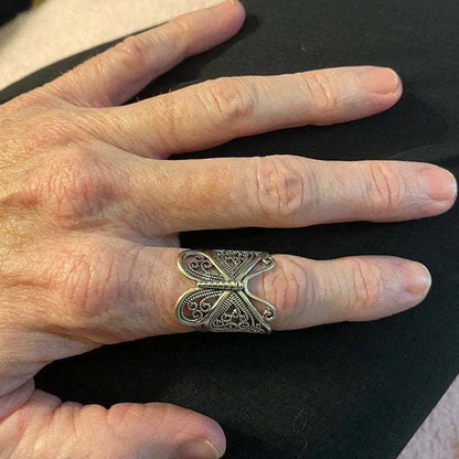 Wrap Style Butterfly Gold/Silver Tone Filigree Band Rings Large Jewelry for Women Vintage Animal Accessories Кольцо