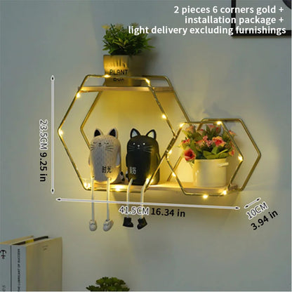 Nordic Creative Non Perforated Decorative Pendant Wall Decoration Living Room Milk Tea Shop Hydroponic Wall Hanging Wall Shelf