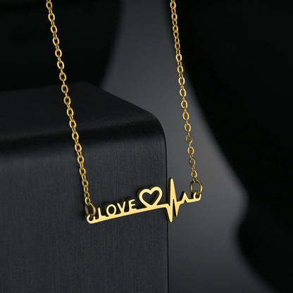 Heartbeat Necklace Women Love Heart Necklaces & Pendants Medical Nurse Doctor Lover Gifts Stainless Steel Jewelry