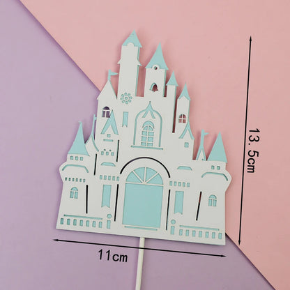Princess Prince Castle Happy Birthday Decoration Home Dinner Baking Cupcake Cake Topper Cake Flags Event Pary Supplies Love Gift