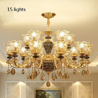 French Luxury Crystals Chandelier Living Room Bedroom Lamps Atmosphere Minimalist Ceramic Bedroom Crystal Lamp Villa Light Stair
