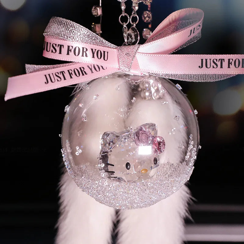 Crystal Cat Ball Figurine Glass Animal Ornament Car Auto Fashion Pendant Home Wedding Garden Decor Christmas Gift