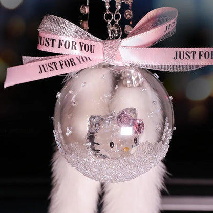 Crystal Cat Ball Figurine Glass Animal Ornament Car Auto Fashion Pendant Home Wedding Garden Decor Christmas Gift