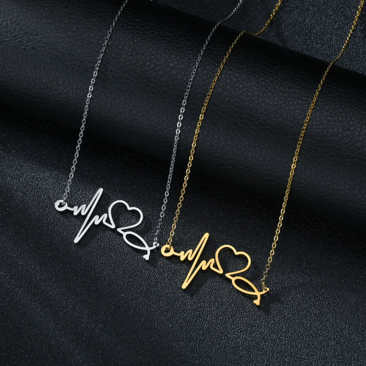 Heartbeat Necklace Women Love Heart Necklaces & Pendants Medical Nurse Doctor Lover Gifts Stainless Steel Jewelry