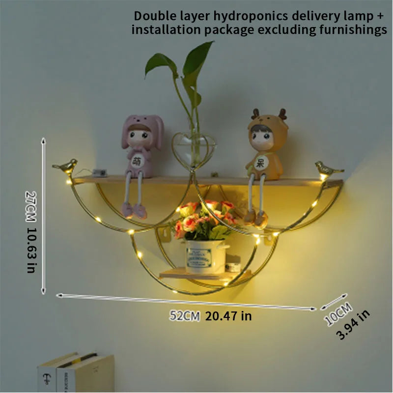 Nordic Creative Non Perforated Decorative Pendant Wall Decoration Living Room Milk Tea Shop Hydroponic Wall Hanging Wall Shelf