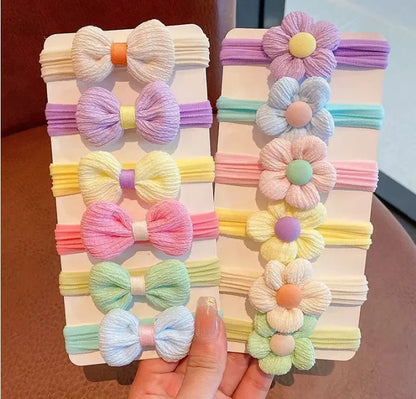 6/12Pcs/Set Cute Bow flower Rubber Elastic Hair Bands Girls Not Hurt Hair Small Scrunchie Kids Sweet Hair Ties Hair Accessories