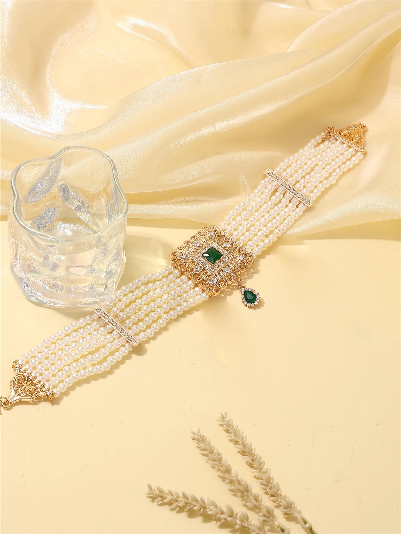 Moroccan Women's Pearl Jewelry Set Luxurious Vintage Style Necklace Earrings, Bridal Wedding Party Accessories