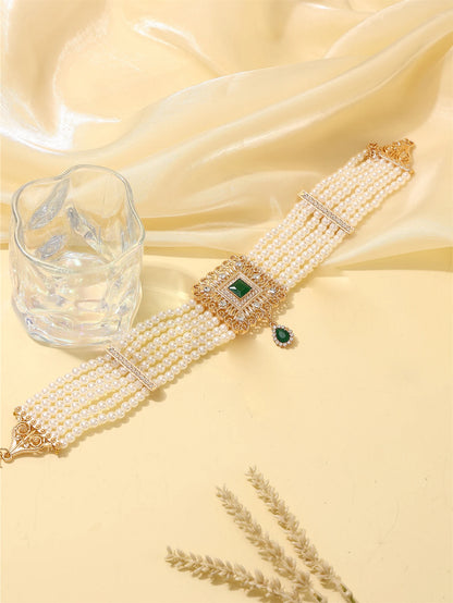Moroccan Women's Pearl Jewelry Set Luxurious Vintage Style Necklace Earrings, Bridal Wedding Party Accessories