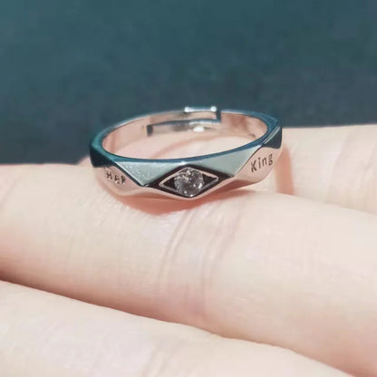 High Quality Adjustable Trendy Couple Wedding Rings for Women &Men Lovers Simple Cubic Zirconia Silver Color Fashion Jewelry