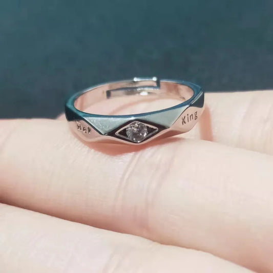 High Quality Adjustable Trendy Couple Wedding Rings for Women &Men Lovers Simple Cubic Zirconia Silver Color Fashion Jewelry