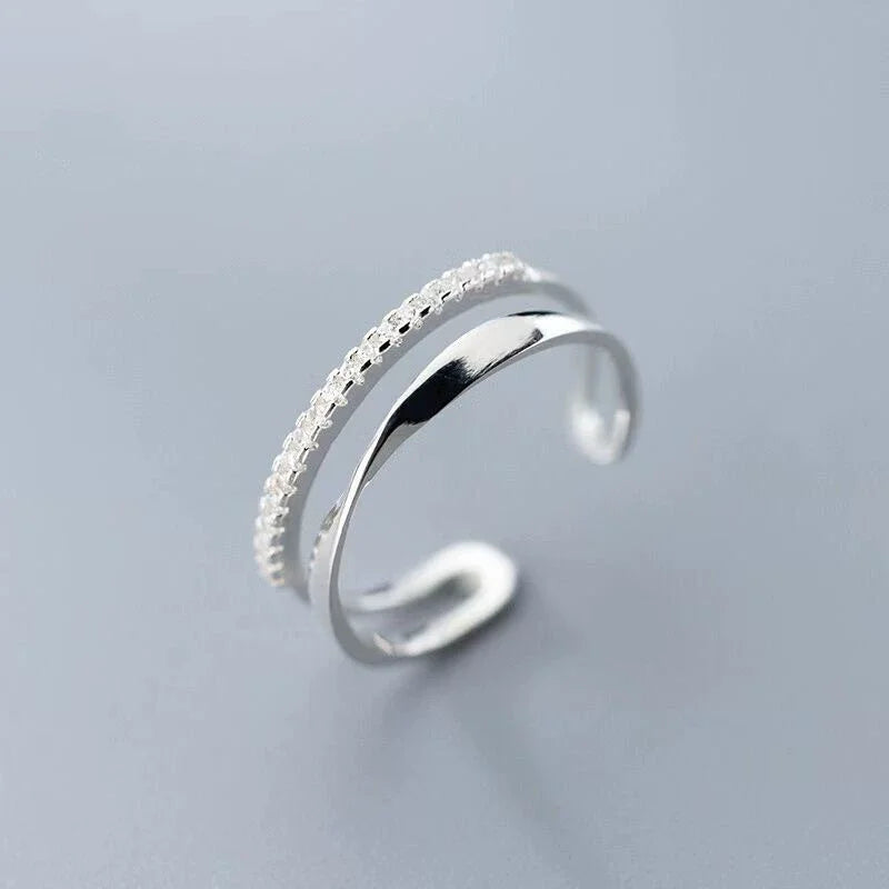 925 Sterling Silver Open Finger Rings For Women Fashion Multilayers Lines Geometric Charm Rings Handmade Exquisite Party Jewelry